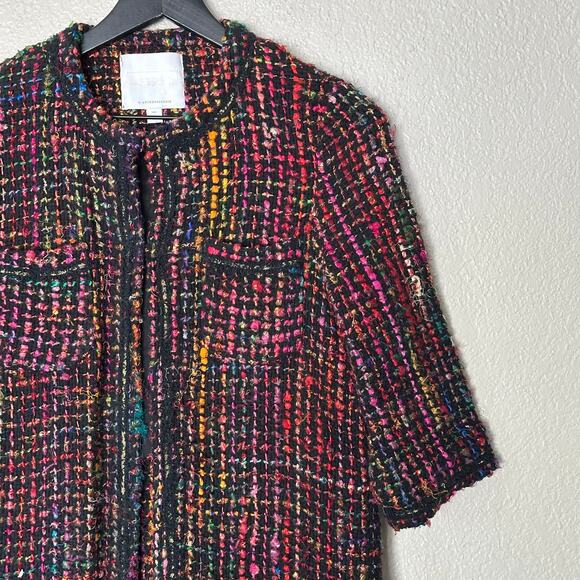 Anthropologie Ett Twa Rainbow Tweed Berwyn Long Jacket Twee Preppy Size XS - Picture 3 of 9